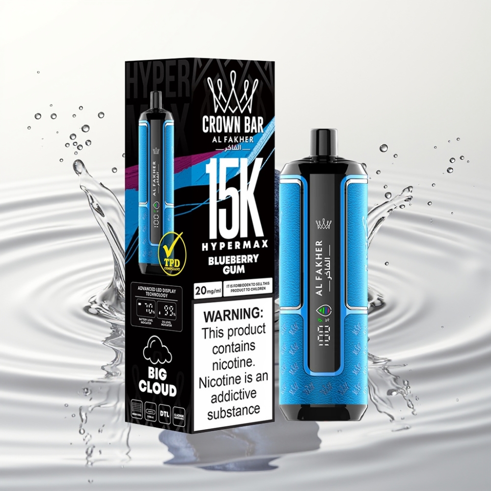 Al Fakher Crown Bar 15K Hypermax 22ml 600mAh Type-C Blauwe Bessen Kauwgom Wegwerp Vape