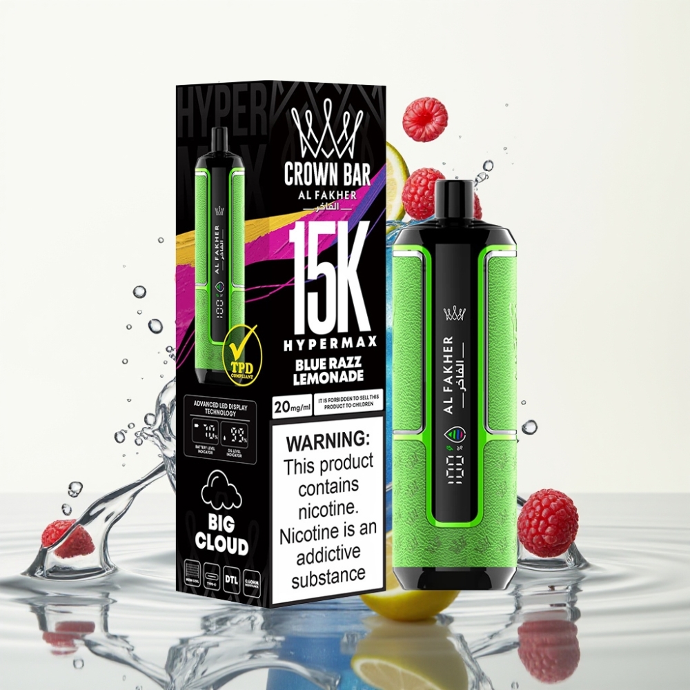 Al Fakher Crown Bar 15K Hypermax 22ml 600mAh Type-C DTL Blauwe Framboos Limonade