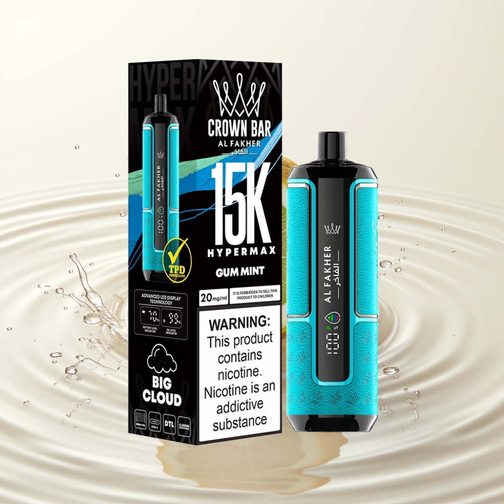 Al Fakher Crown Bar 15K Hypermax 22ml 600mAh Type-C DTL Gum Munt Wegwerp Vape