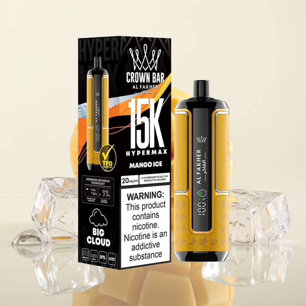 Al Fakher Crown Bar 15K Hypermax 22ml 600mAh Type-C Mango IJs Wegwerp Vape Kit