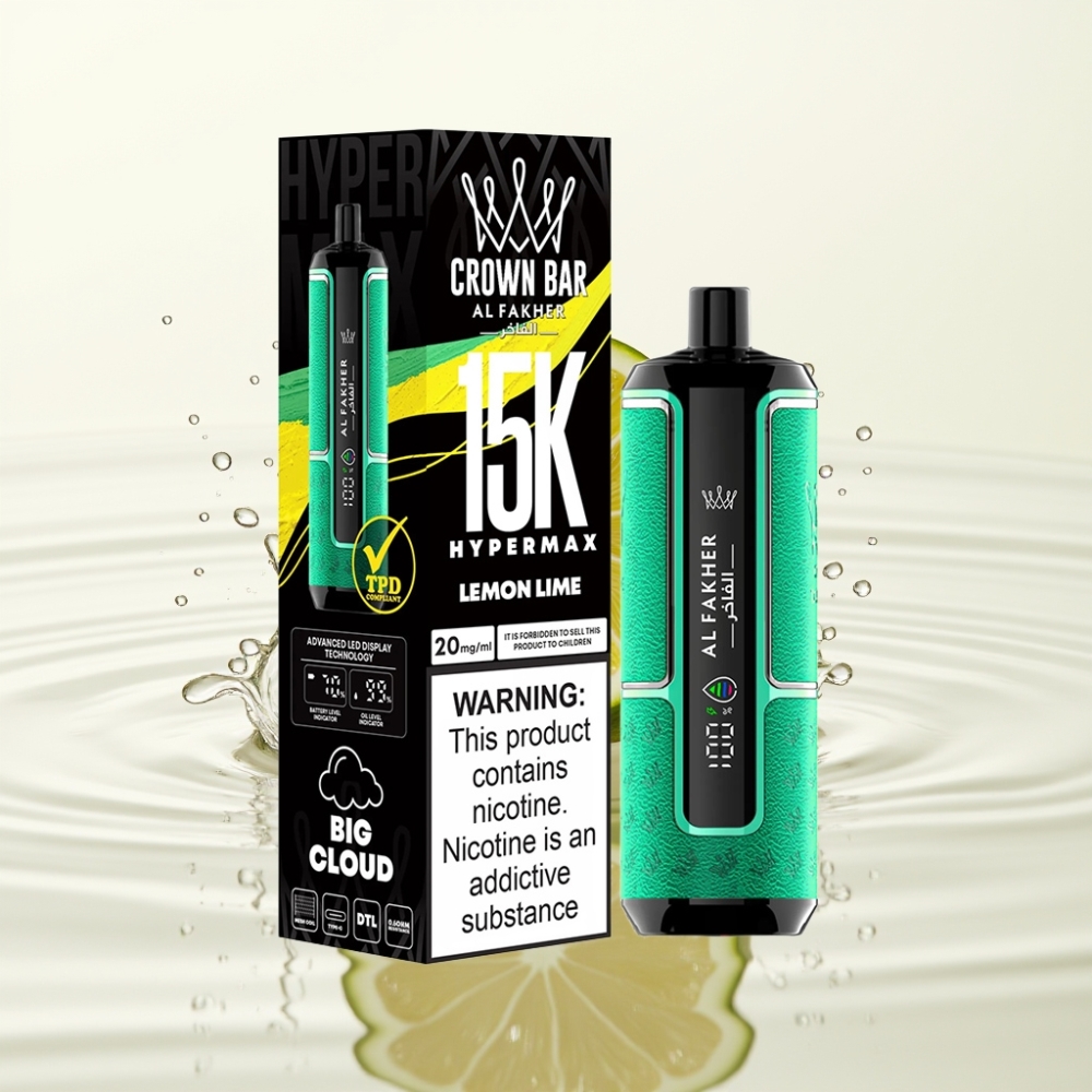 Al Fakher Crown Bar 15K Hypermax 22ml 6mg Citroen Limoen Wegwerp Vape