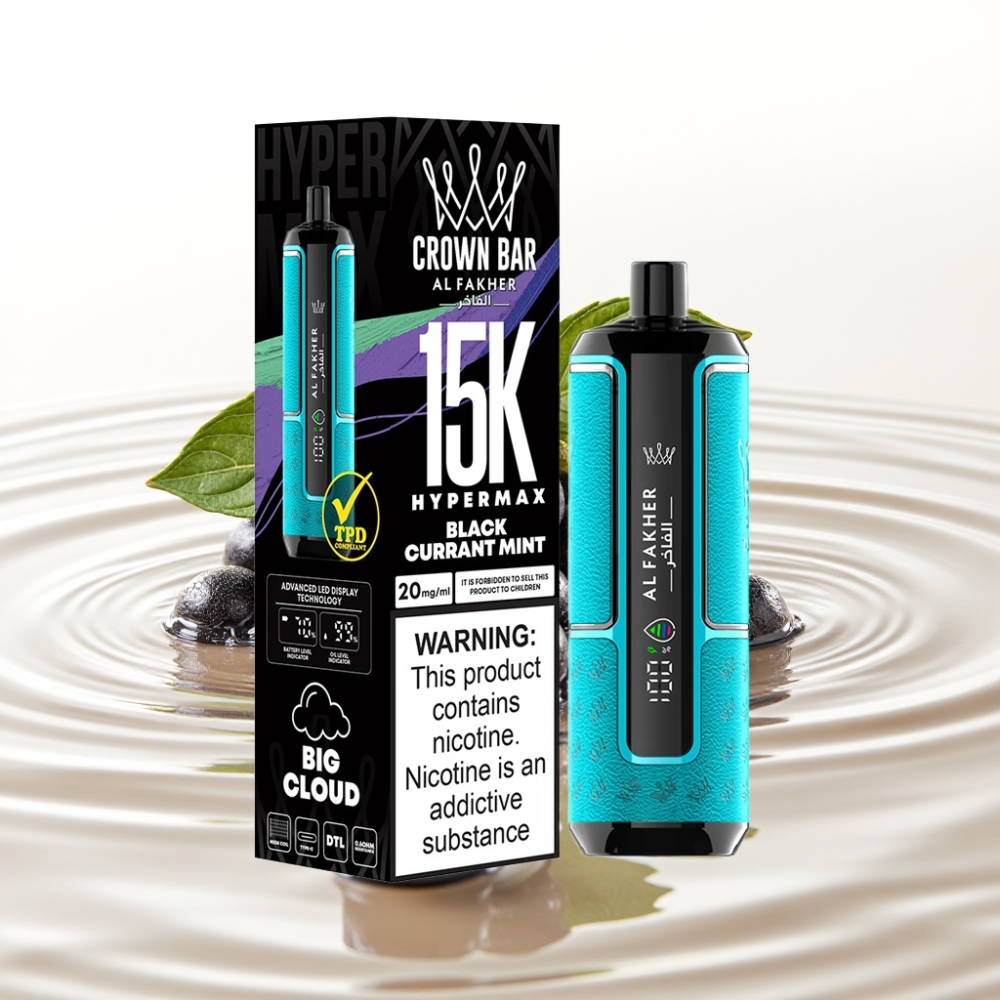 Al Fakher Crown Bar 15K Hypermax 22ml 6mg Zwarte Bes Munt Wegwerp Vape Kit