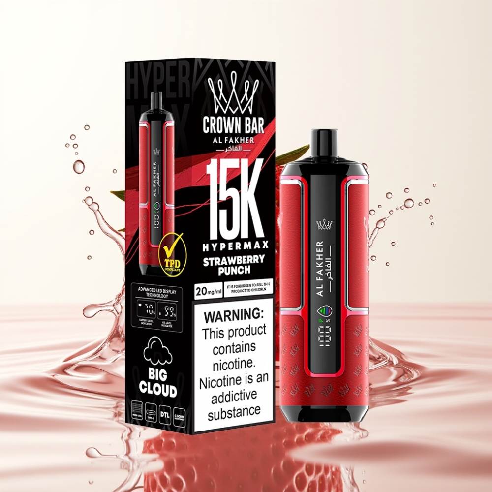 Al Fakher Crown Bar 15K Hypermax 22ml DTL Strawberry Punch Wegwerp Vape