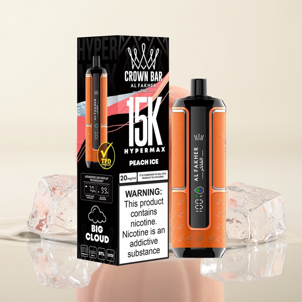 Al Fakher Crown Bar 15K Hypermax 22ml Peach Ijs Wegwerp Vape Kit