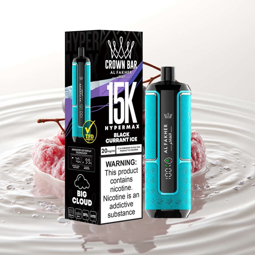 Al Fakher Crown Bar 15K Hypermax 22ml Type-C 6mg Zwarte Bes IJs