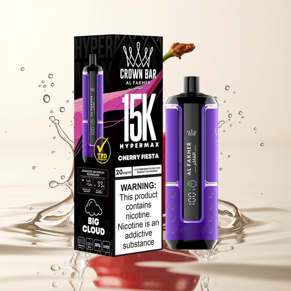 Al Fakher Crown Bar 15K Hypermax 22ml Type-C Kersen Fiesta Wegwerp Vape Kit