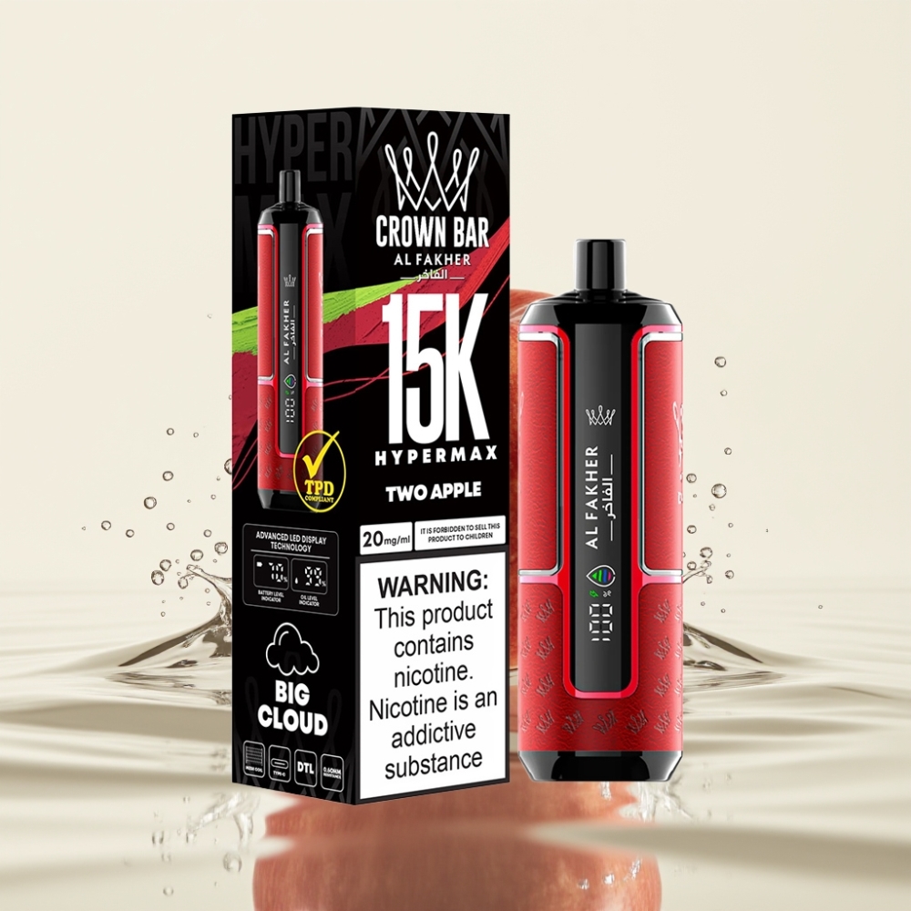 Al Fakher Crown Bar 15K Hypermax Wegwerp Vape Kit 22ml Twee Appel DTL 6mg