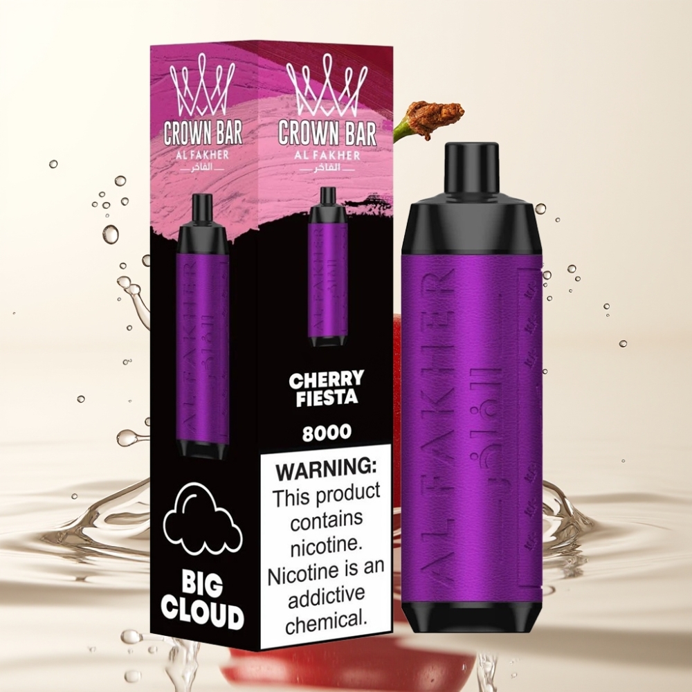 Al Fakher Crown Bar 8000 Crystal 18ml 5mg Cherry Fiesta Wegwerp Vape