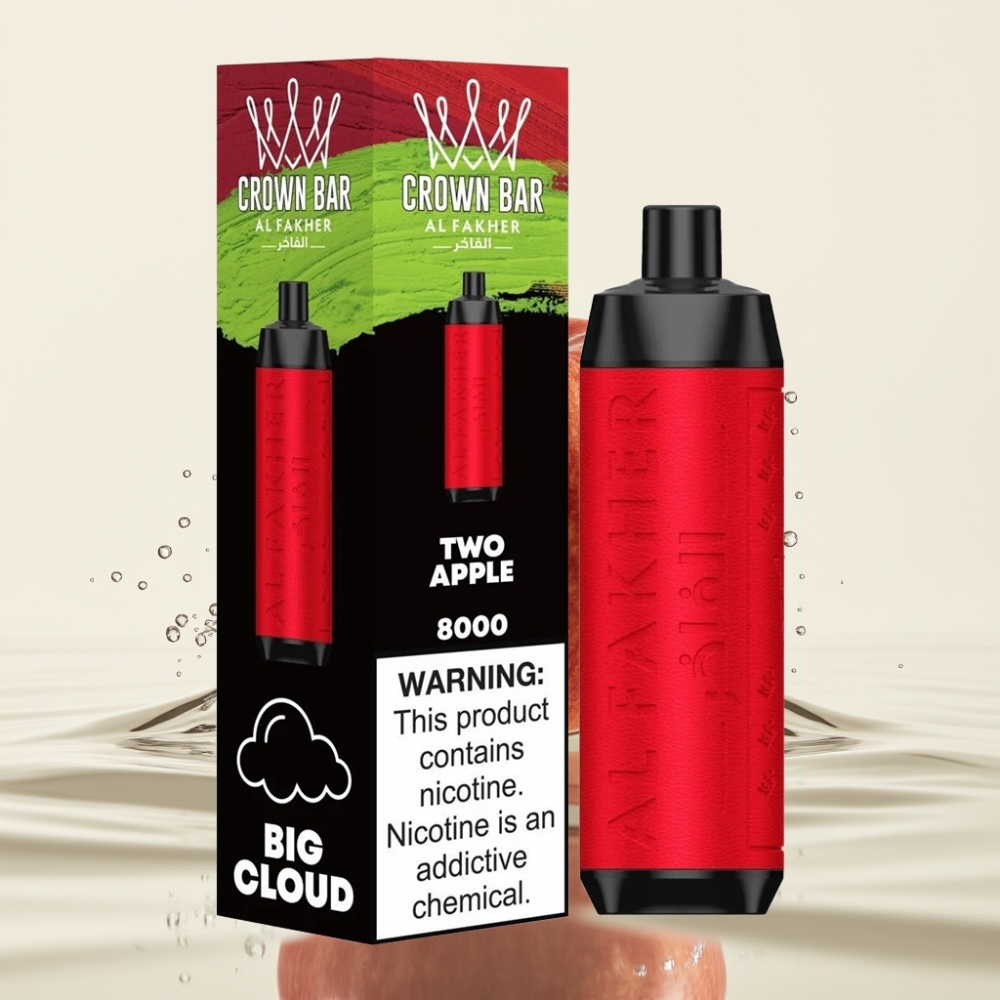 Al Fakher Crown Bar 8000 Crystal 18ml 5mg Twee Appel Wegwerp Vape