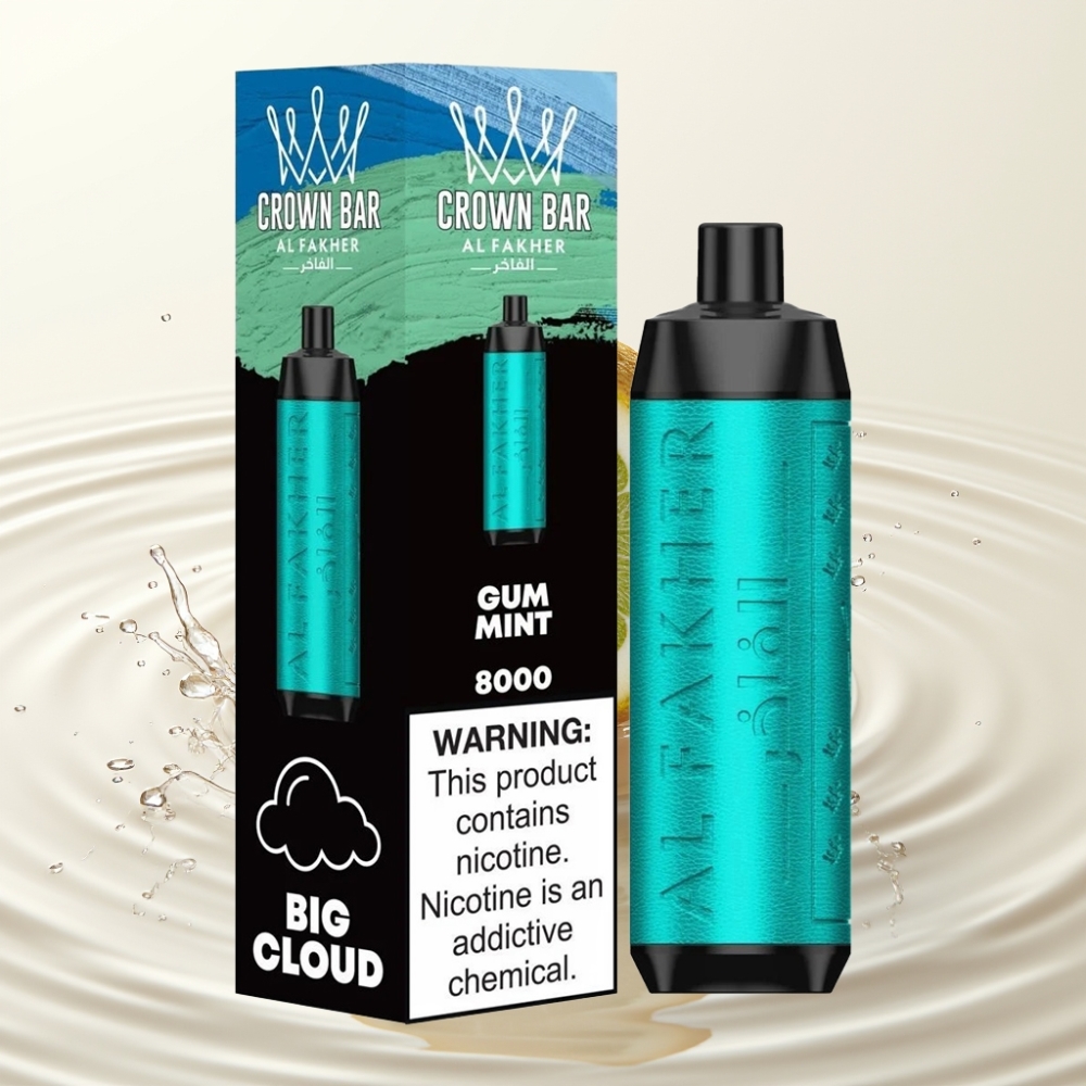 Al Fakher Crown Bar 8000 Crystal Wegwerp Vape 18ml 5mg Kauwgom Munt