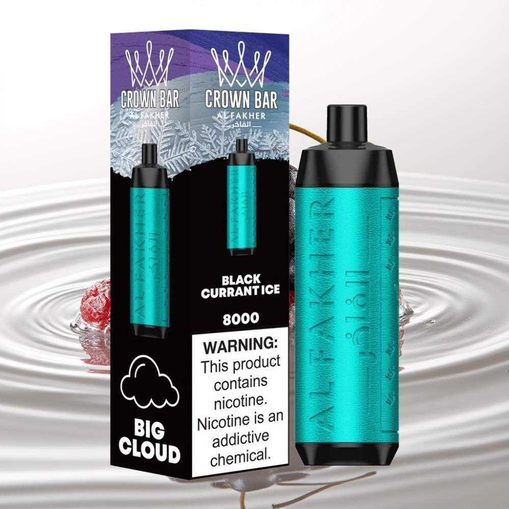 Al Fakher Crown Bar 8000 Crystal Wegwerp Vape 18ml Zwarte Bes IJs