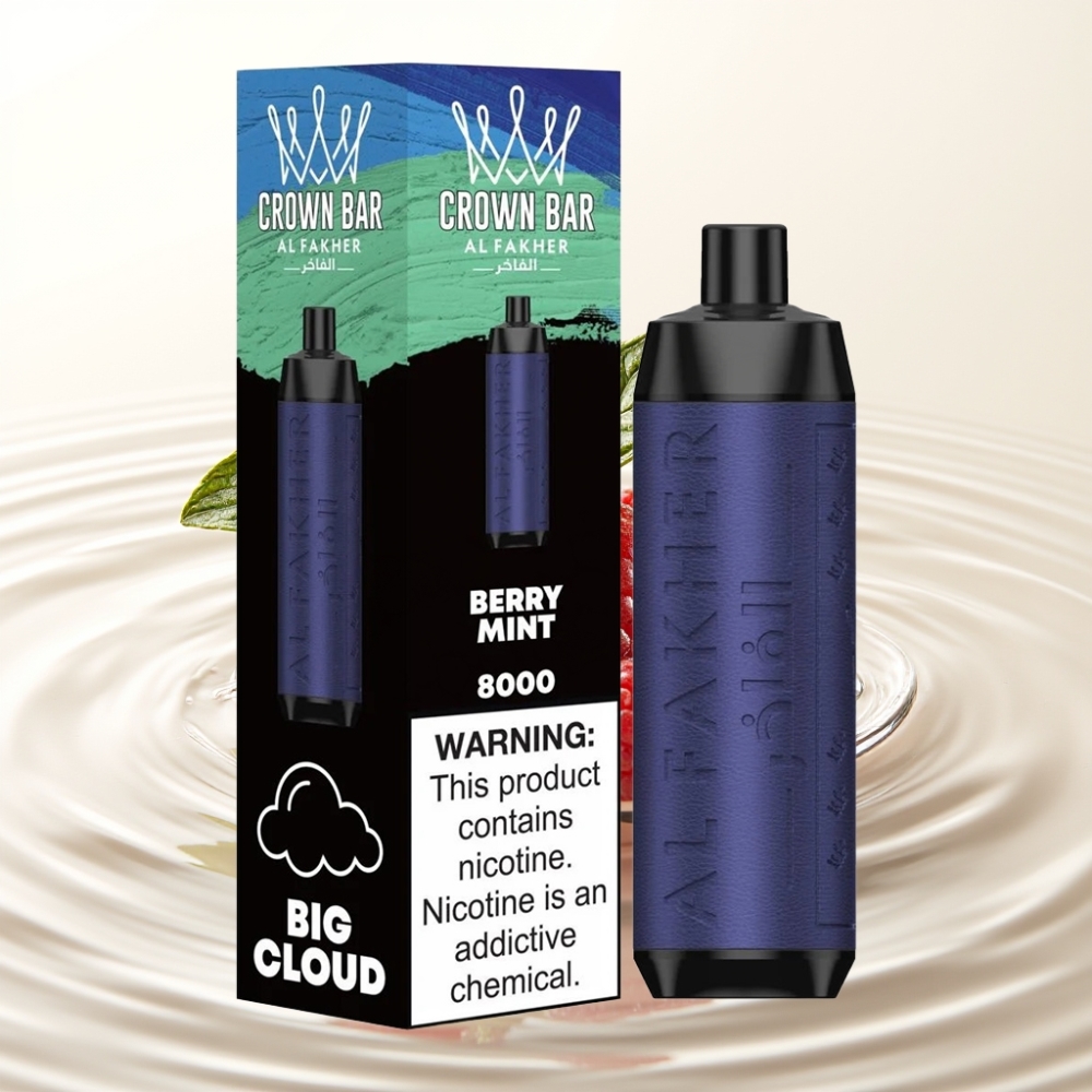 Al Fakher Crown Bar 8000 Crystal Wegwerp Vape Bes Munt 18ml 5mg Nichotine