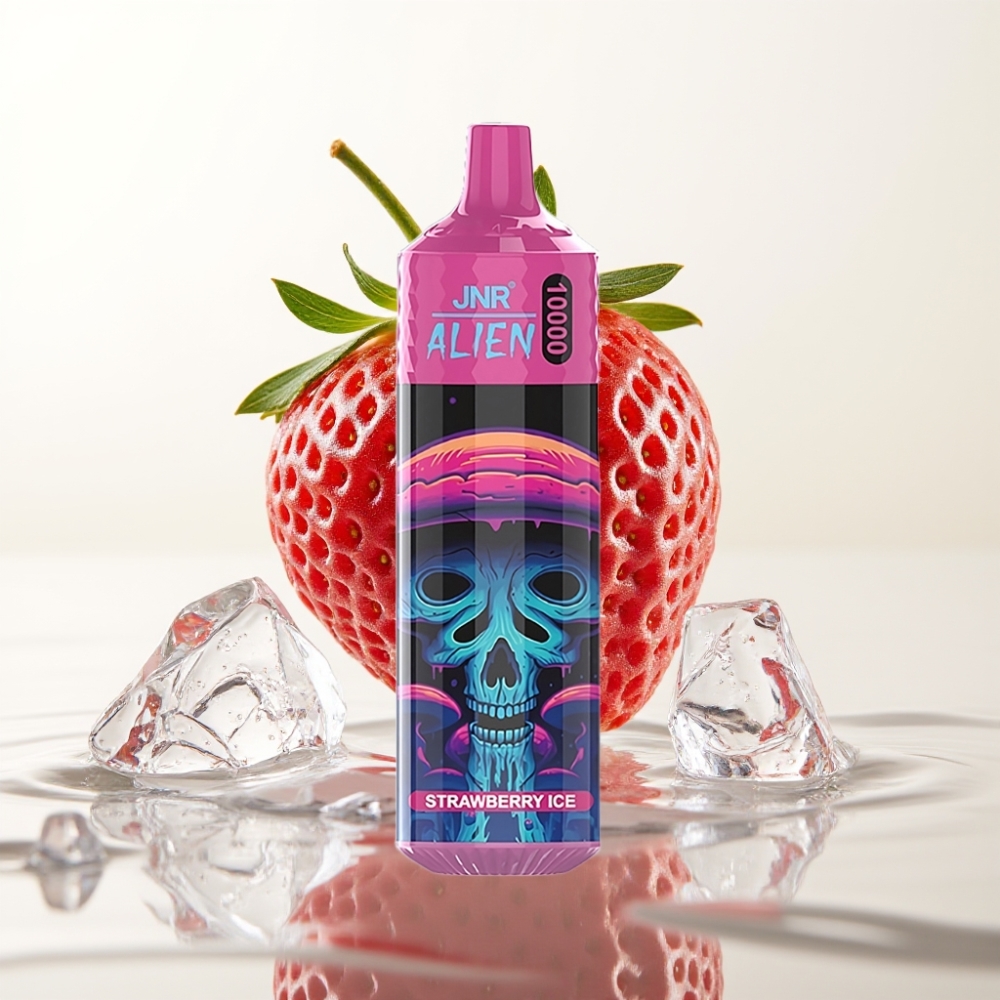 JNR Alien 10000 Puffs 850mAh RGB LED Type-C Aardbei IJs