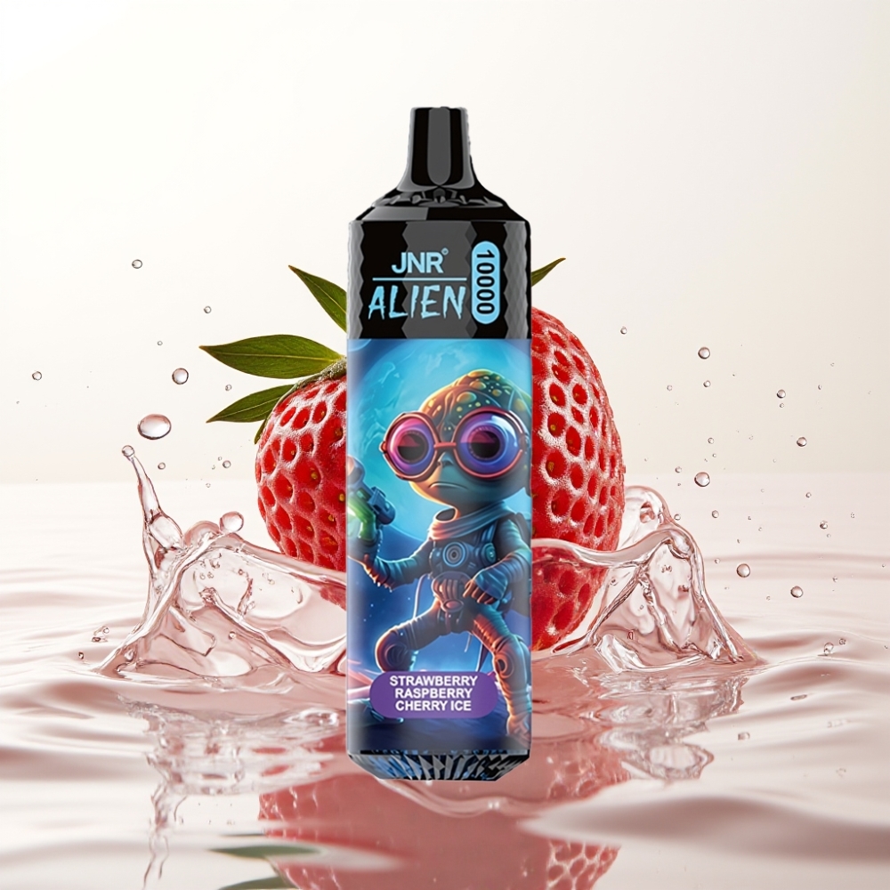 JNR Alien 10000 Puffs Sporty Design RGB LED Aardbei Framboos Kers IJs