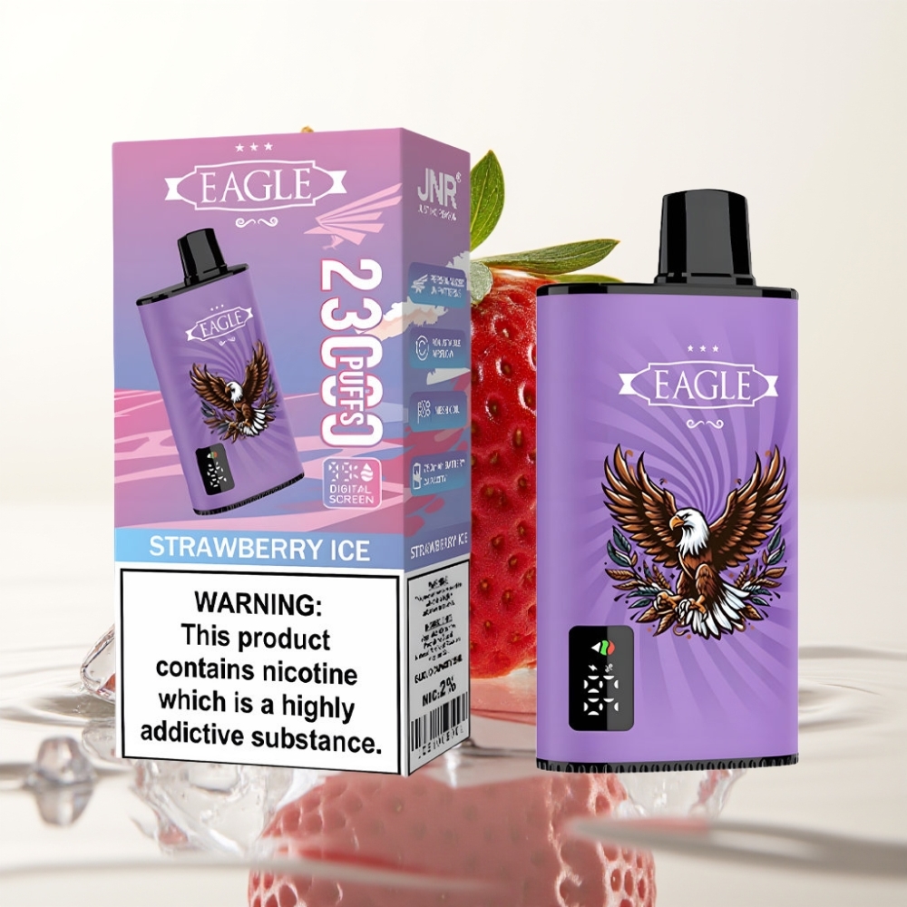 JNR EAGLE Smart 23000 Puffs Wegwerp Vape Aardbeienijs met Digitaal Scherm & Type-C Opladen
