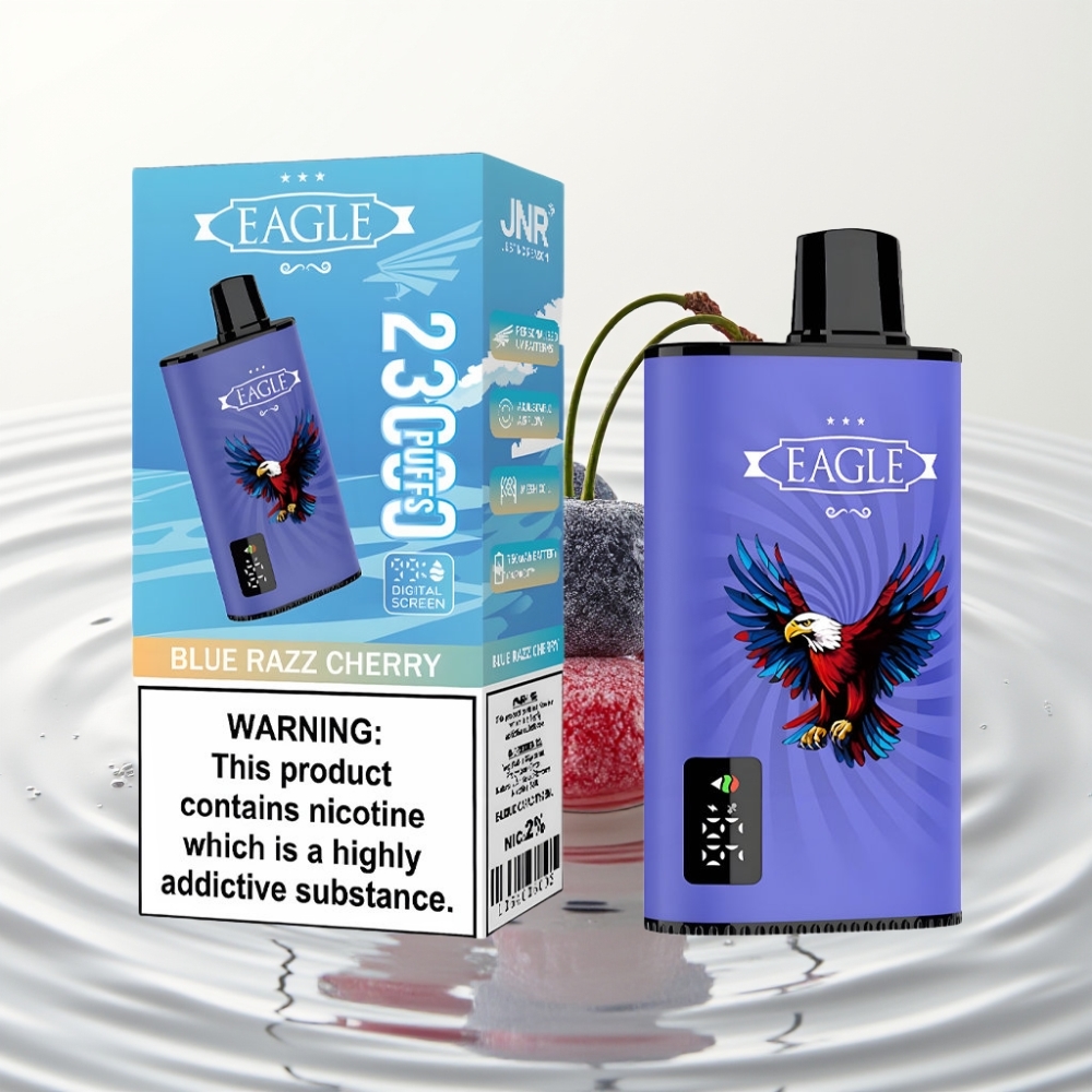 JNR EAGLE Smart 23000 Puffs Wegwerp Vape Met Digitale Scherm, 1.0ohm Mesh Coil & Blauwe Framboos Kers Smaak