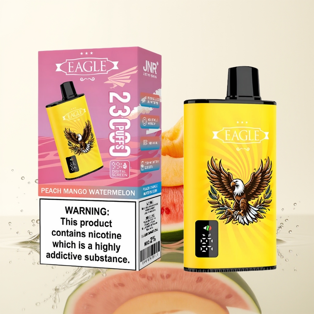 JNR EAGLE Smart 23000 Puffs Wegwerp Vape Met Perzik Mango Watermelon, Digitale Scherm, Instelbare Luchtstroom