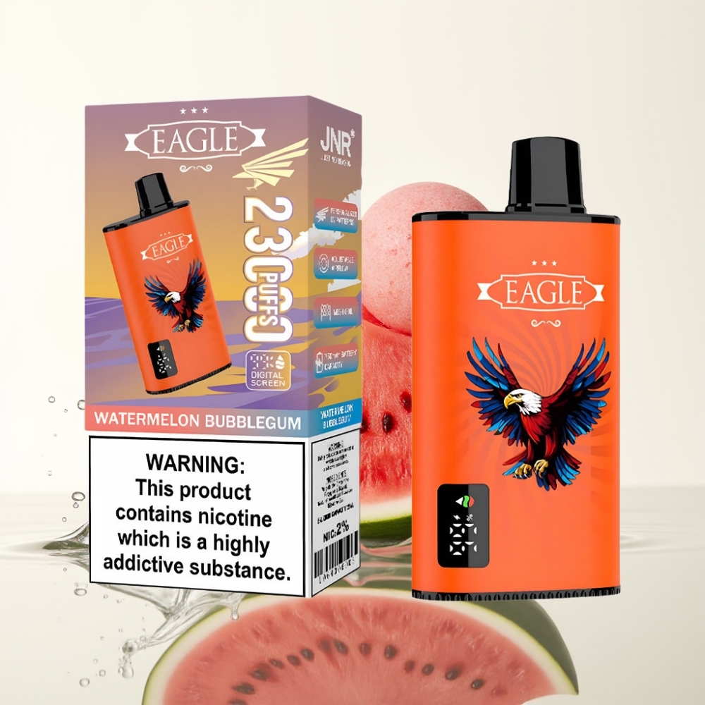 JNR EAGLE Smart 23000 Puffs Wegwerp Vape Watermeloen Bubblegum met Digitale Scherm & Type-C Opladen