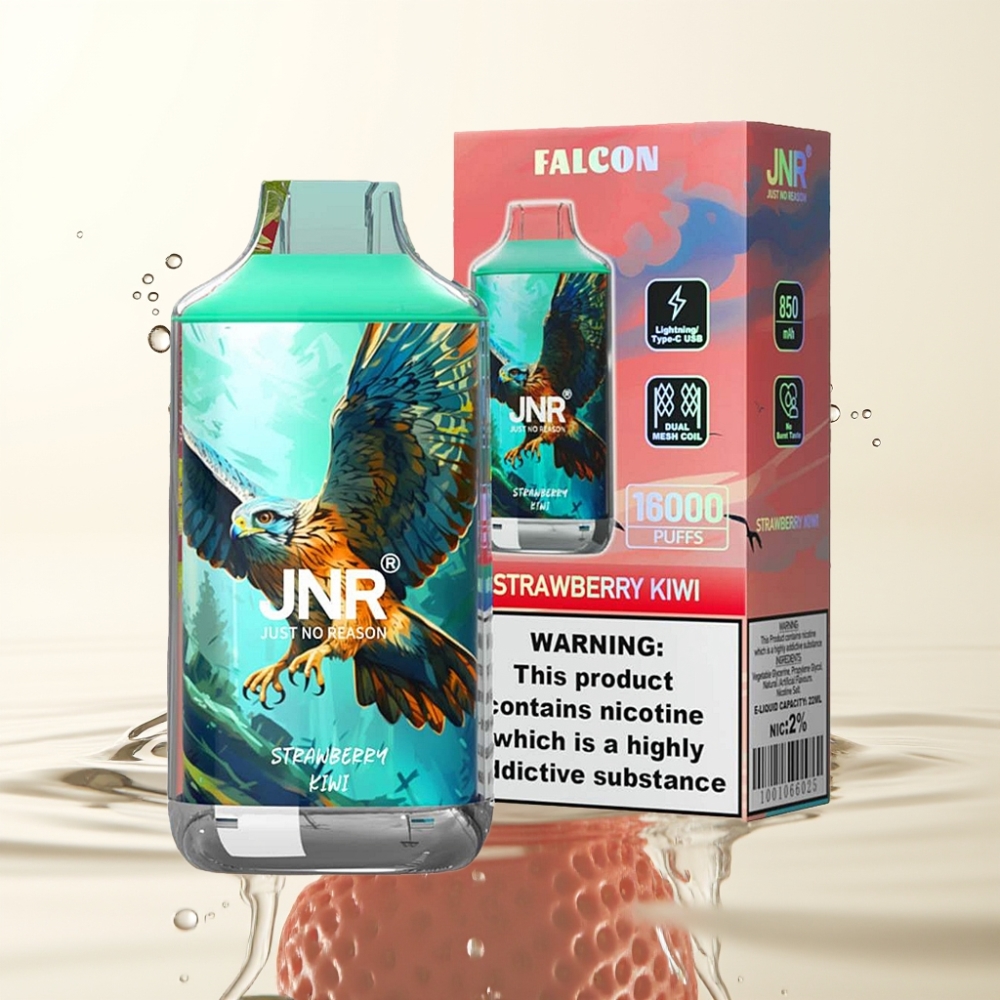 JNR Falcon 16000 Puffs 22ml Aardbei Kiwi Dual Mesh Coil Smart LED Display