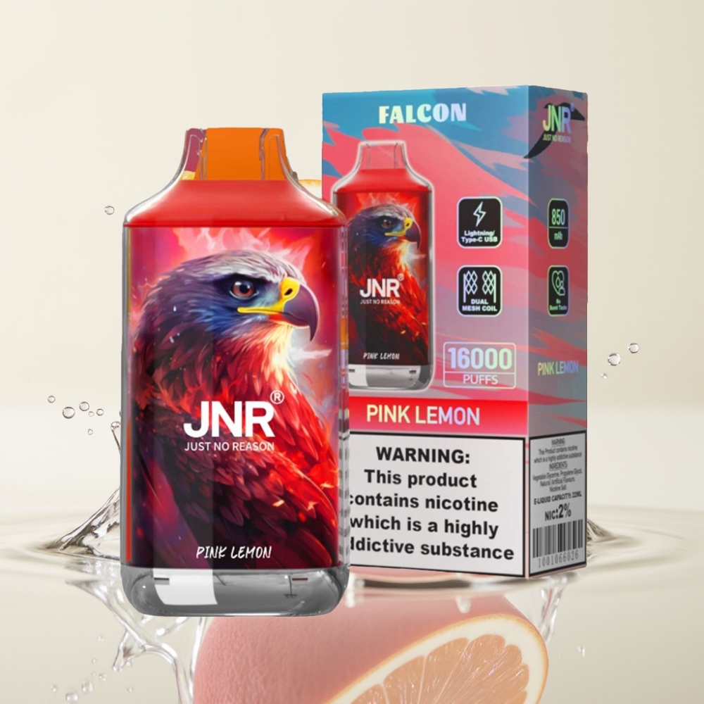 JNR Falcon 16000 Puffs 22ml Dual Mesh Coil Roze Citroen