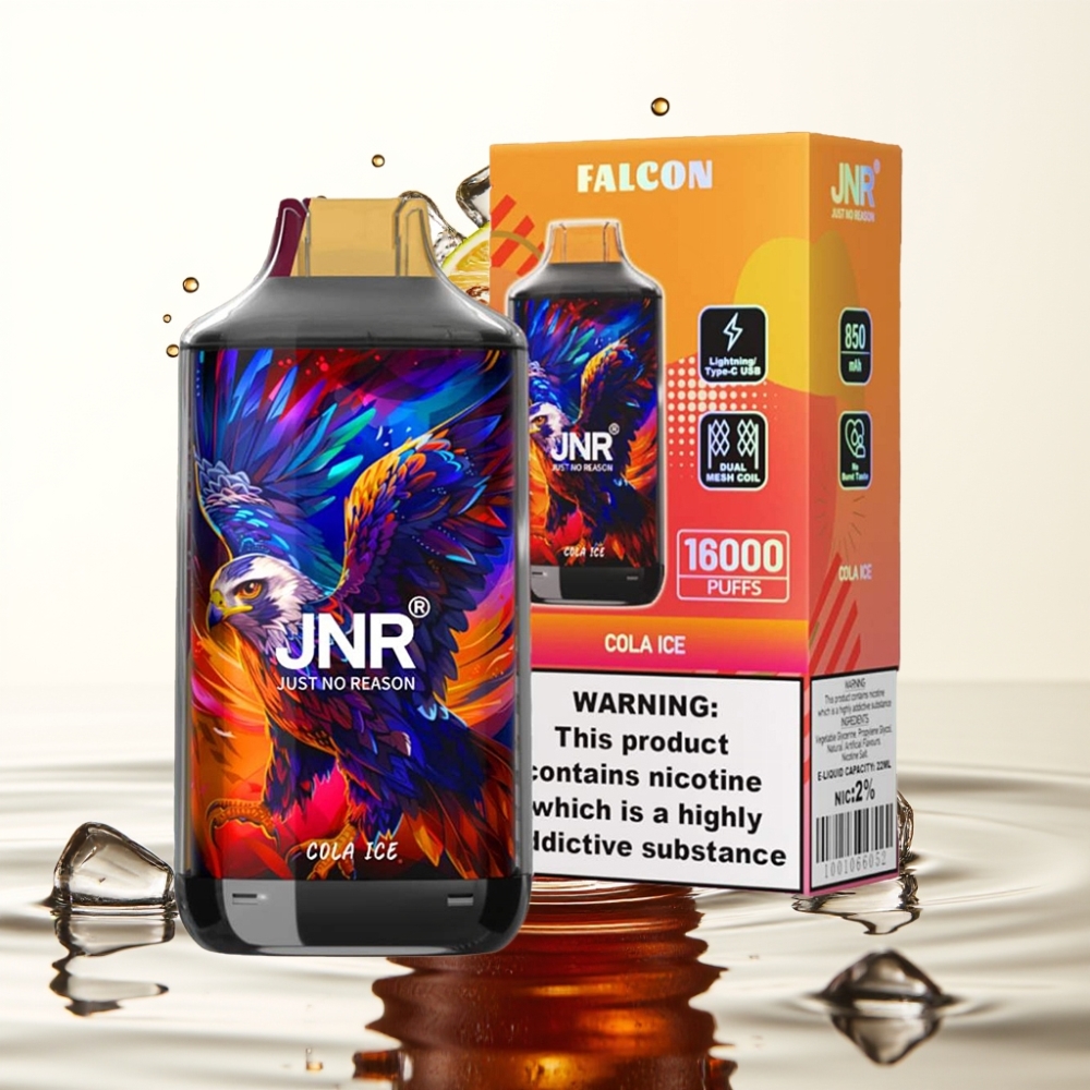 JNR Falcon 16000 Puffs 22ml Dual Mesh Cola Ijs Smart LED Display