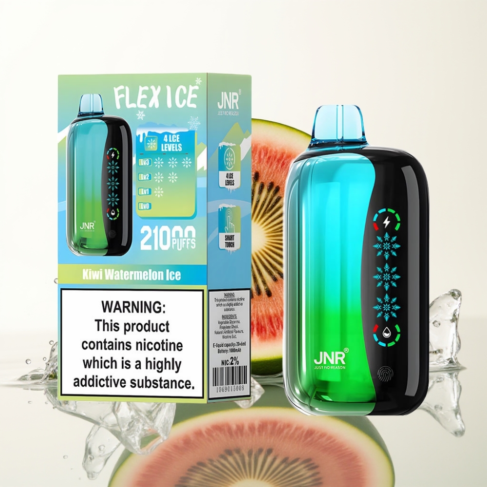 JNR Flex Ice 21000 Puffs Touch Screen Kiwi Watermelon IJs 26ml Dual Mesh