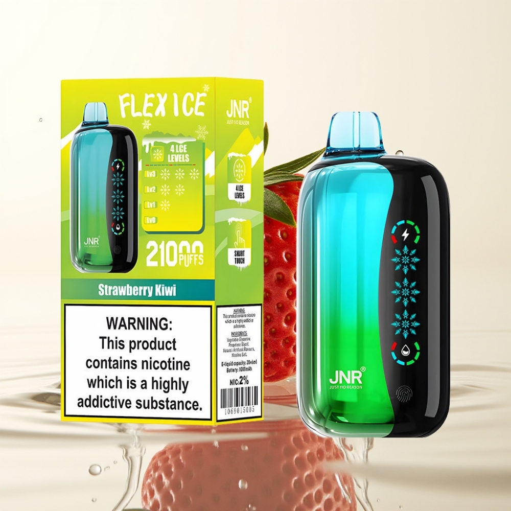 JNR Flex Ice 21000 Puffs Wegwerp Vape Aardbei Kiwi, Ice Adjustable, 26ml, Type-C