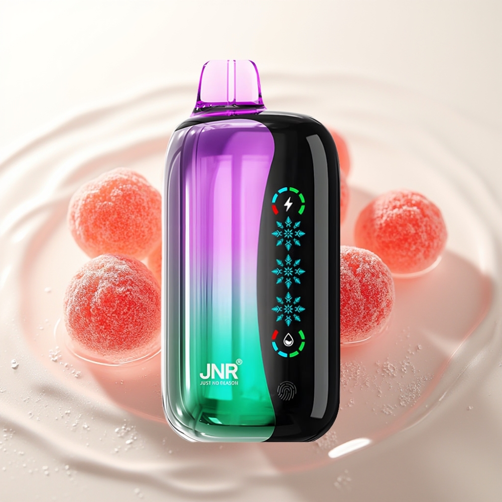 JNR Flex Ice 21000 Puffs Wegwerp Vape Zure Kers Gummies, 26ml, Aanpasbare Luchtstroom, Touchscreen