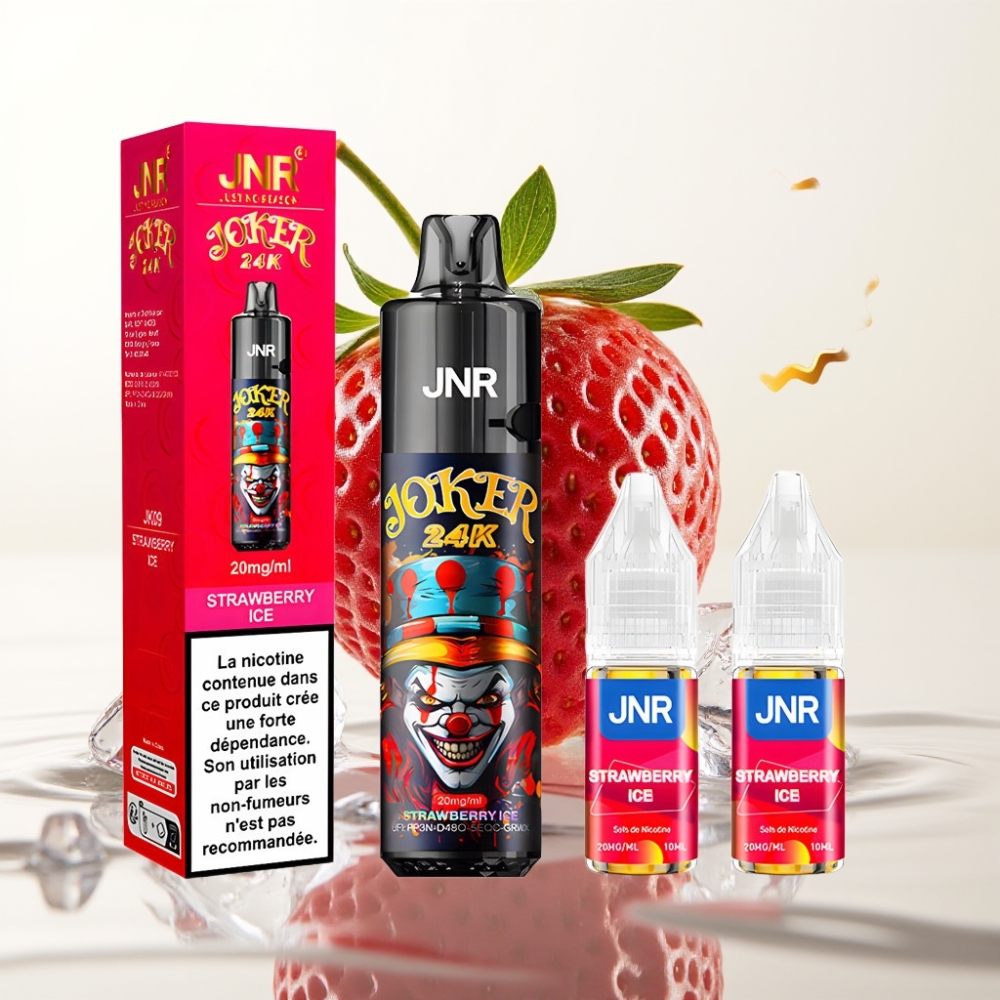 JNR Joker 24000 Puffs Wegwerp Vape Aardbei IJs – 800mAh, 2+10ml, Type-C