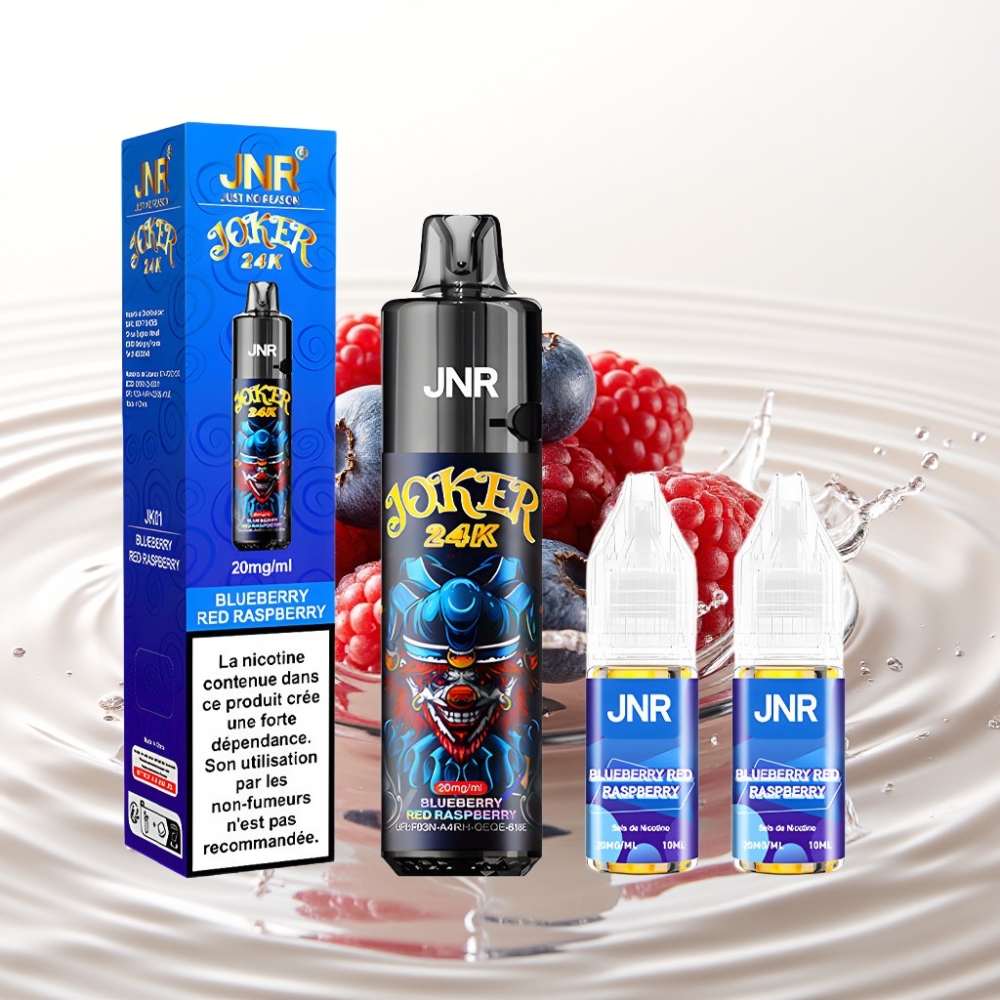 JNR Joker 24K Puffs Refillable Wegwerp Vape Blauwe Bes Framboos 2% Nicotine 800mAh