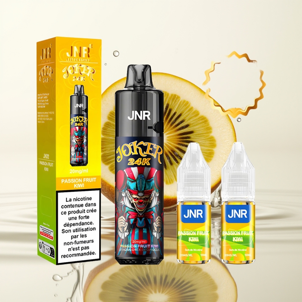 JNR Joker 24K Puffs Refillable Wegwerp Vape Passievrucht Kiwi 2+10ml 800mAh