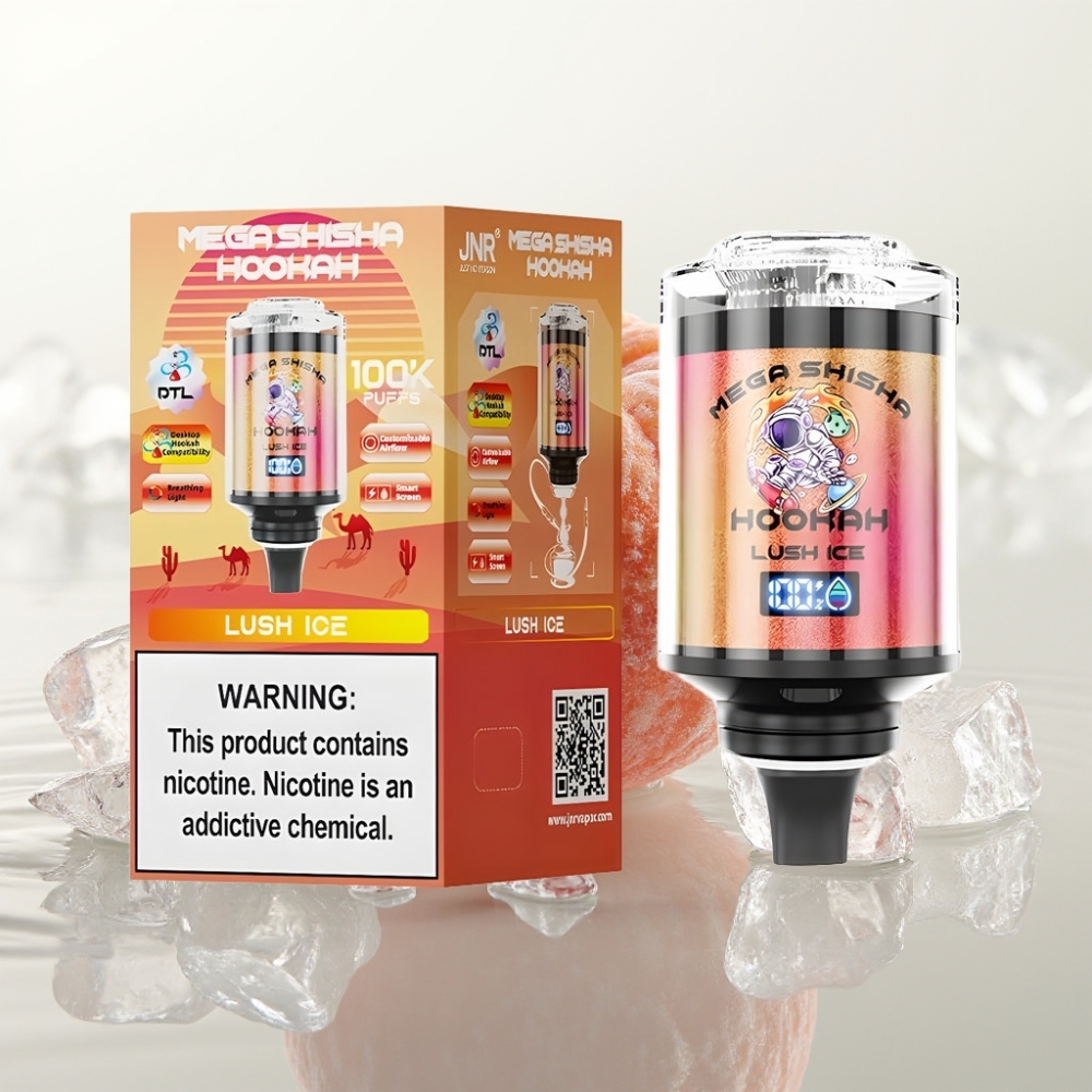 JNR Mega Shisha Hookah 100K 60ml 2200mAh Type-C Lush IJs Desktop