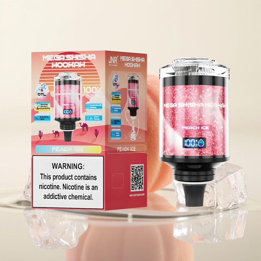 JNR Mega Shisha Hookah 100K Desktop Compatibility Peach Ice 60ml 2200mAh Type-C