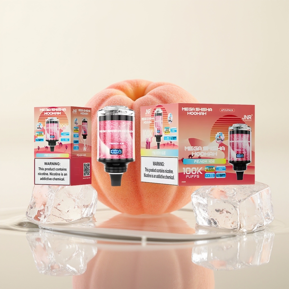 JNR Mega Shisha Hookah 100K Desktop Compatibility Peach Ice 60ml 2200mAh Type-C
