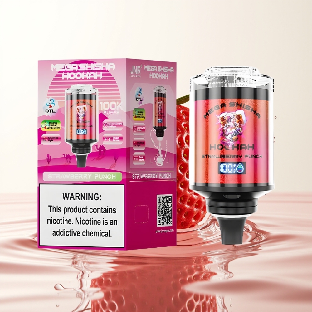 JNR Mega Shisha Hookah 100K Desktop Type-C 60ml Aardbei Punch