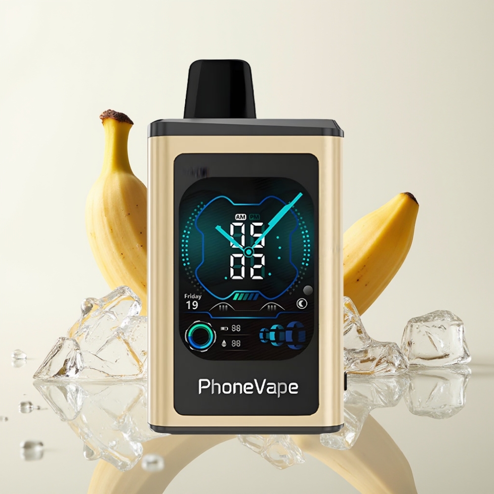 JNR PhoneVape 30000 puffs Wegwerp Vape Bananenijs Type-C Oplaadbaar App Bediend