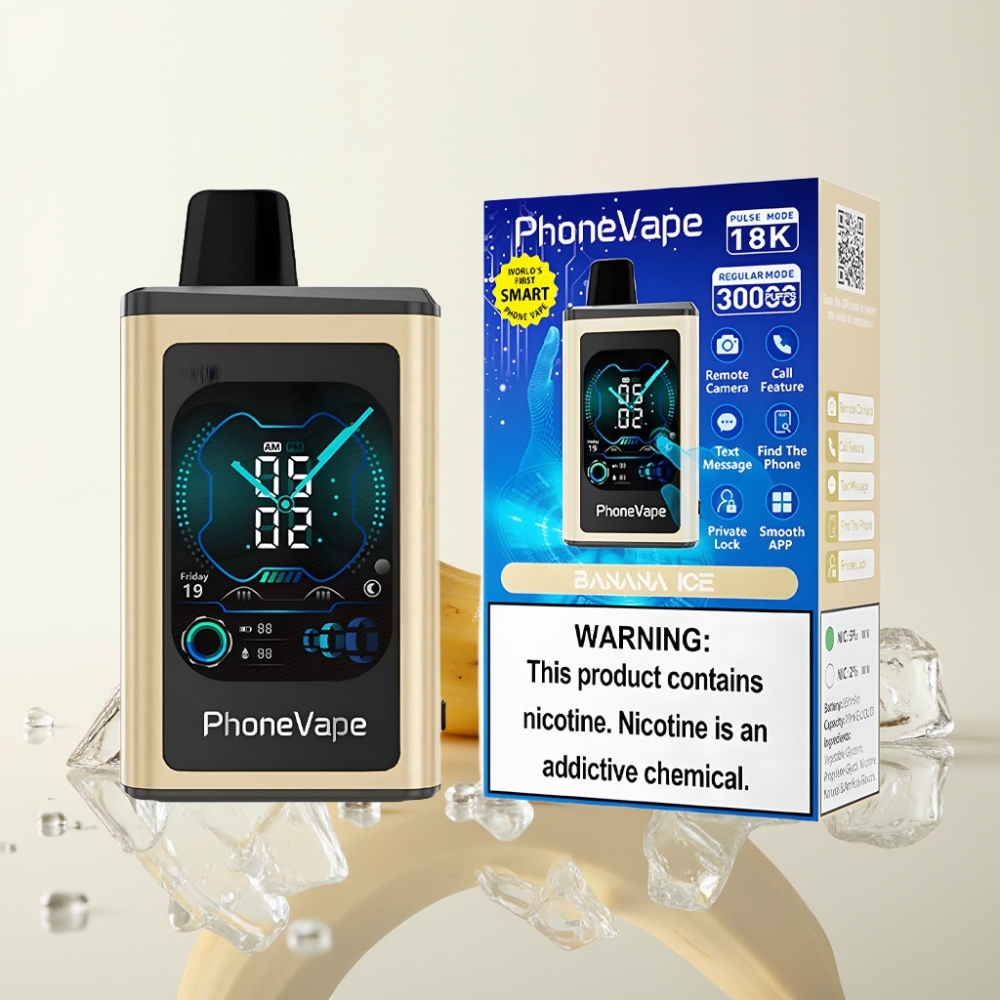 JNR PhoneVape 30000 puffs Wegwerp Vape Bananenijs Type-C Oplaadbaar App Bediend