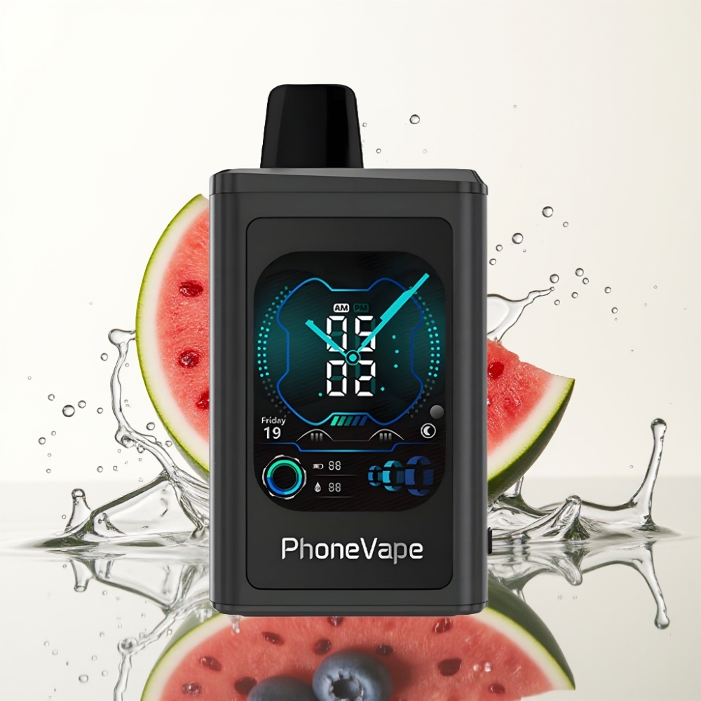 JNR PhoneVape 30000 puffs Wegwerp Vape Blauwe Bes Watermeloen, Turbo Mode, App Controlled, Full Display Screen