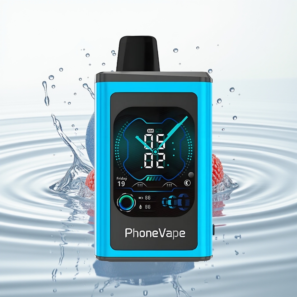 JNR PhoneVape 30000 puffs Wegwerp Vape Blauwe Framboos Ijs met Turbo Modus, App Bediening, Type-C Oplaadbaar
