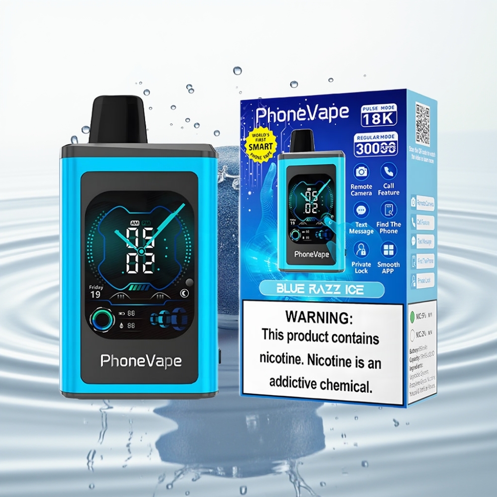JNR PhoneVape 30000 puffs Wegwerp Vape Blauwe Framboos Ijs met Turbo Modus, App Bediening, Type-C Oplaadbaar