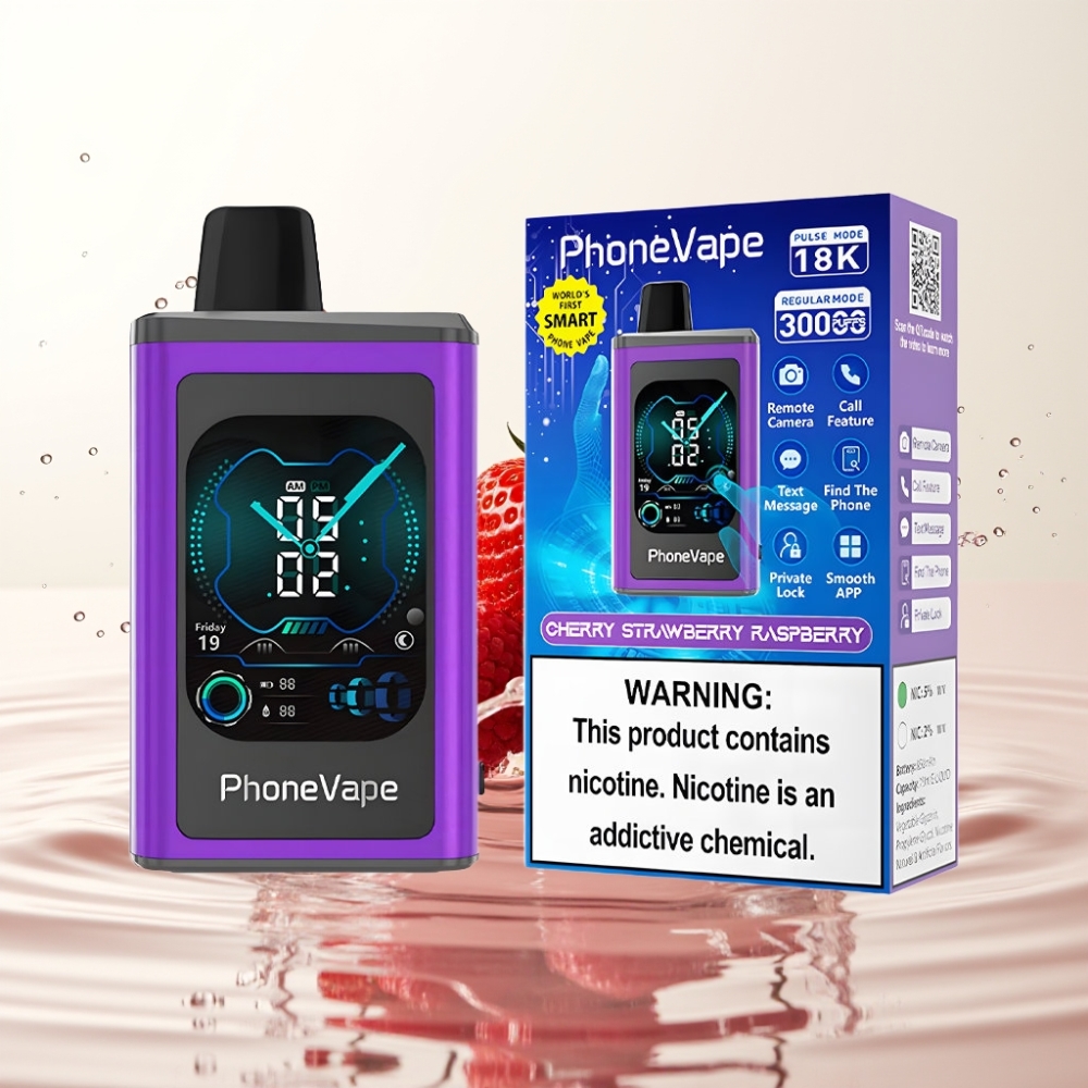 JNR PhoneVape 30000 puffs Wegwerp Vape Kers Aardbei Framboos Type-C Oplaadbaar App Bediend