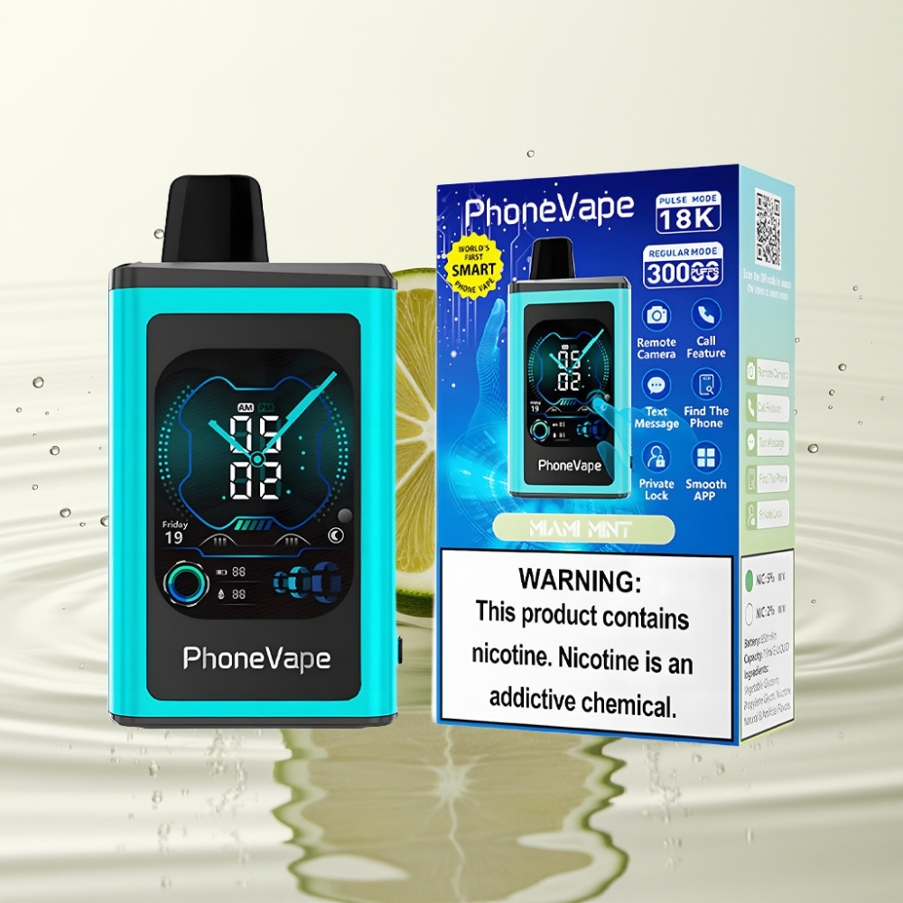 JNR PhoneVape 30000 puffs Wegwerp Vape Miami Mint 850mAh Turbo Mode App Controlled