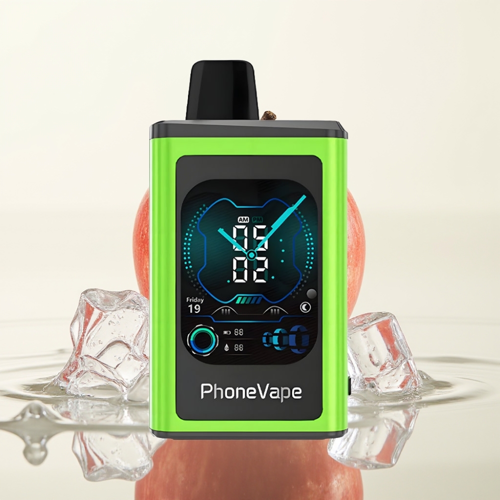 JNR PhoneVape 30000 puffs Wegwerp Vape Zure Appel IJs met Turbo Mode & App Controlled