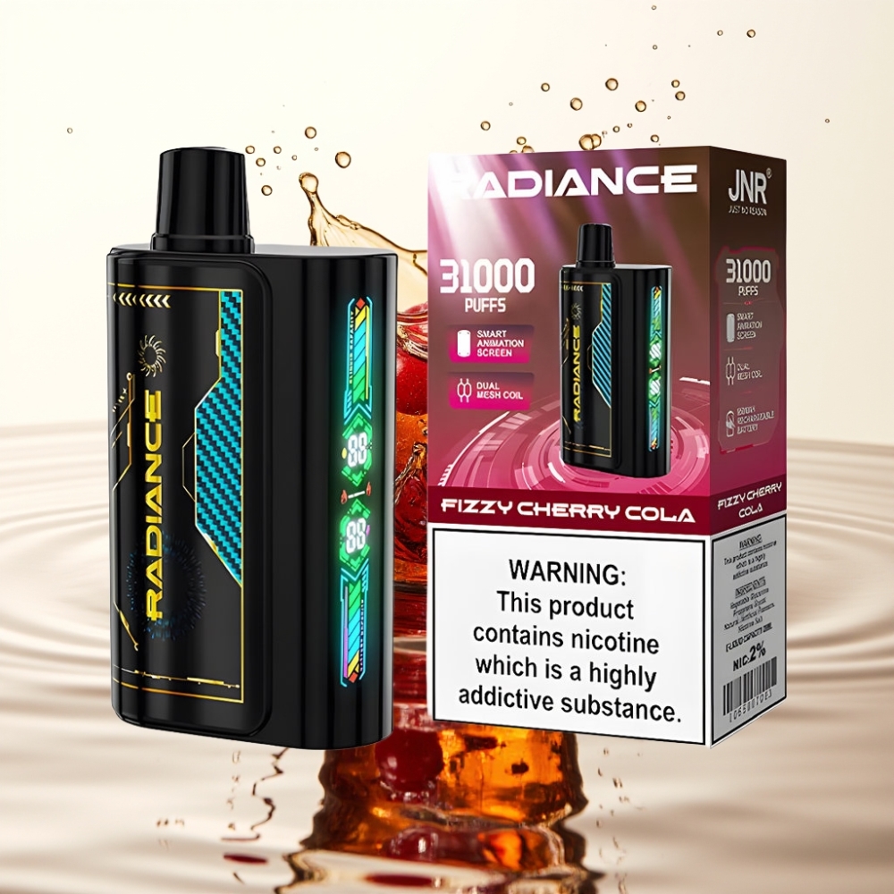 JNR Radiance 31000 Puffs Wegwerp Vape Smart Animation Screen Dual Mesh Coil Fizzy Kers Cola