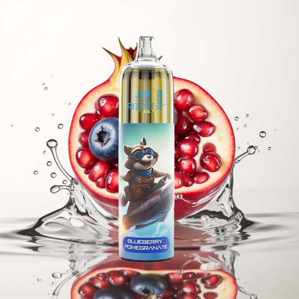 JNR Rocket-X 12400 Puffs Wegwerp Vape Blauwe Bes Granaatappel met RGB Licht & Ajusteerbare Luchtstroom