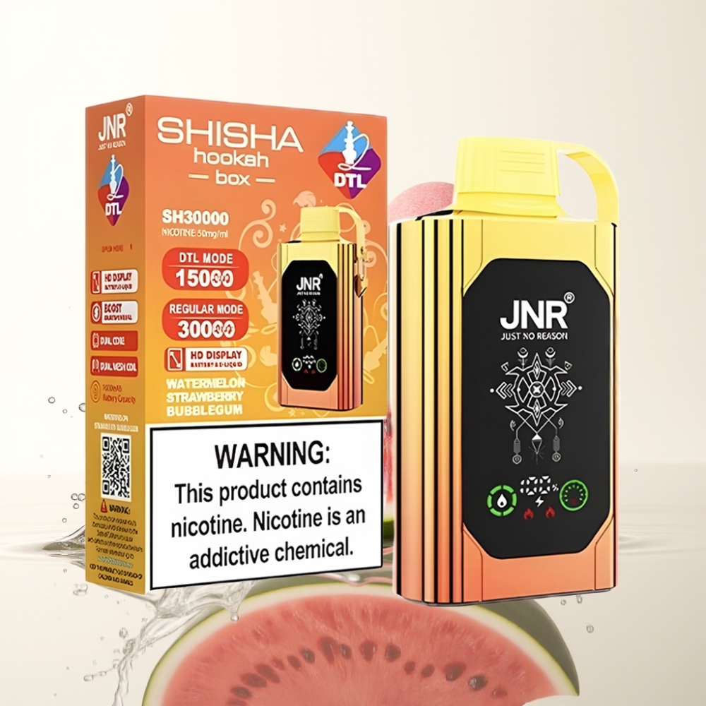 JNR Shisha Hookah Box 20500 Puffs HD Display 1000mAh Type-C Watermeloen Aardbei Bubblegum
