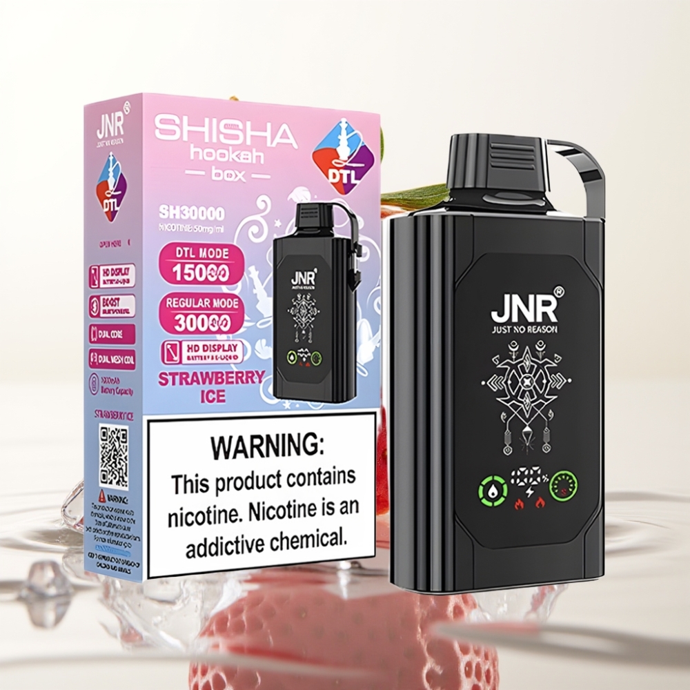 JNR Shisha Hookah Box 20500 Puffs HD Display 25ml Aardbei Ijs Type-C Quick Charge
