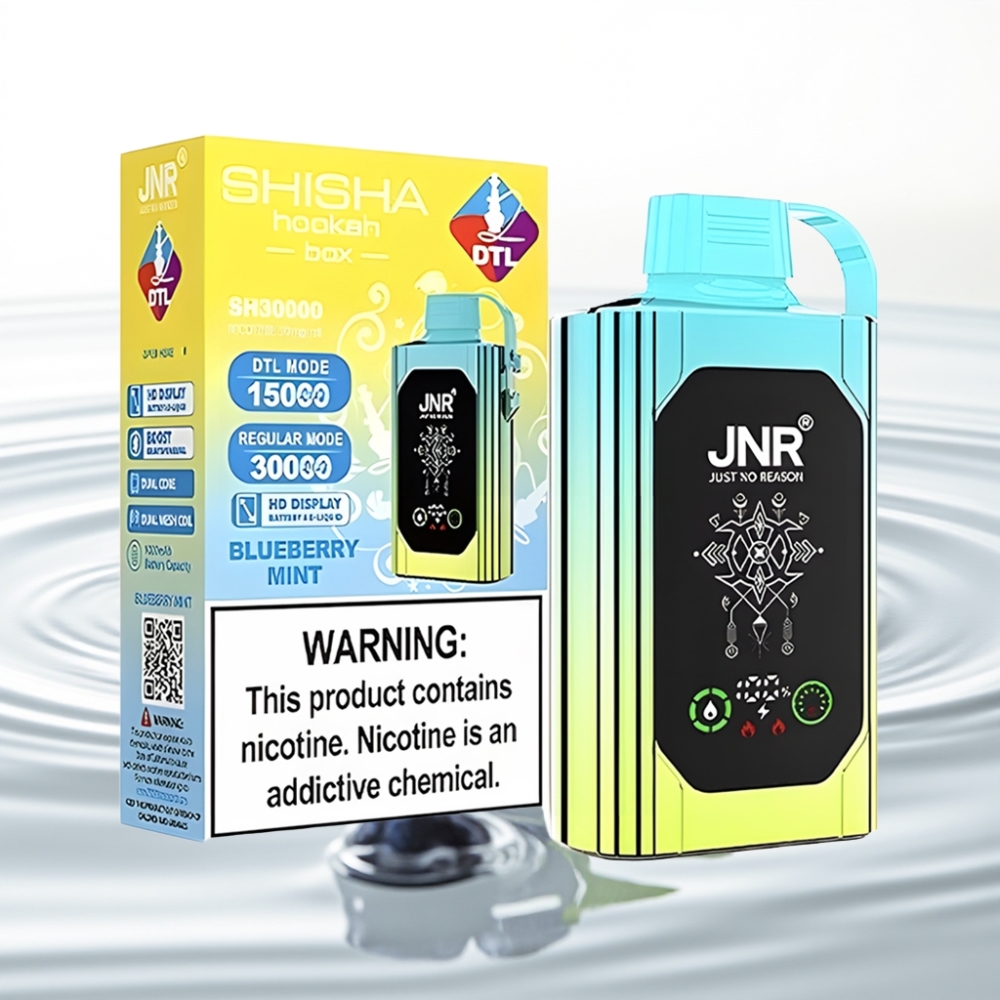 JNR Shisha Hookah Box 20500 Puffs HD Display 25ml Blueberry Mint Type-C