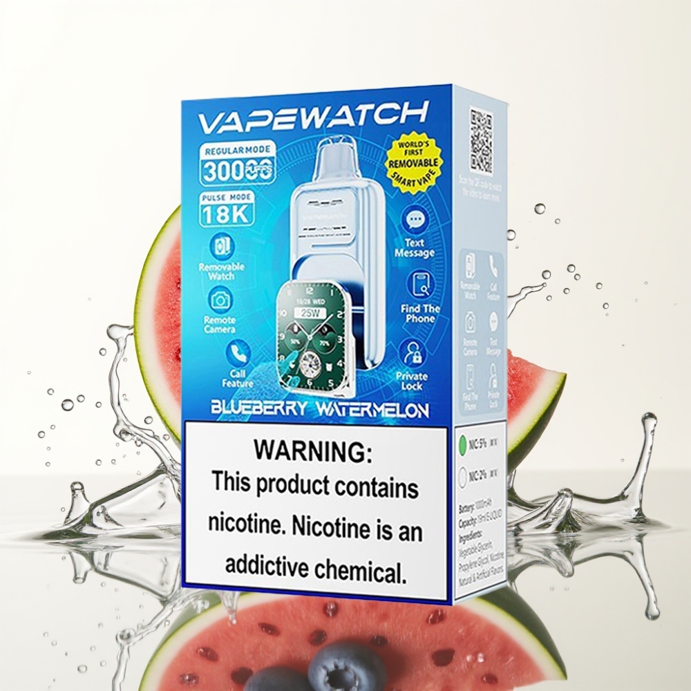 JNR VapeWatch 30000 Puffs 19mL 5% Blauwe Bes Watermeloen Dual Mesh Coil Type-C