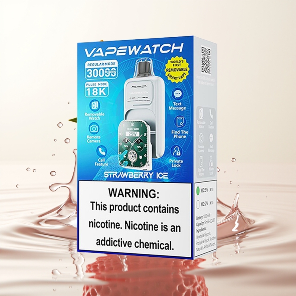JNR VapeWatch 30000 Puffs 19mL 5% Dual Mesh Aardbei IJs Type-C